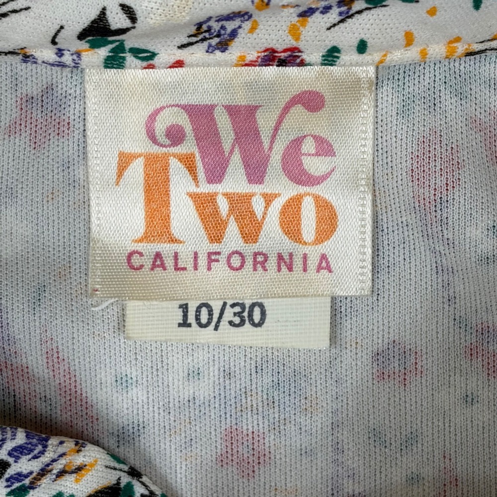 Vintage 70s We Two California Floral Blouse Cottagecore Short Sleeve Top Grandma - Picture 2 of 6